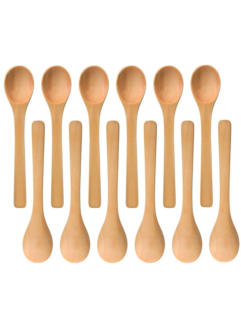 Shruthi Shruthi Wooden Mini Spoon 13 CM for Small Containers Handmade Wooden Spoon for Tea Coffee Sugar Condiments Spices 12 Packs  - Image 1