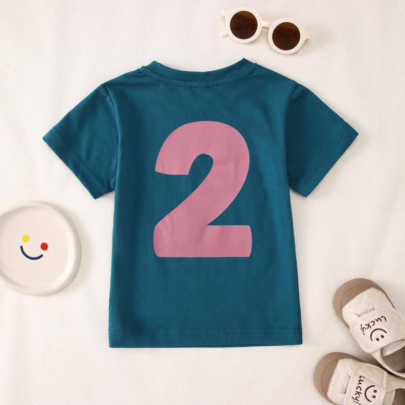 KEKEMI Birthday Shirt for Toddler Girl Iâ€™M Two Cute Birthday Girl T-Shirt 2T B-Day Party Outfit Short Sleeve Tee Tops Clothes(Blue,2T) - Image 5