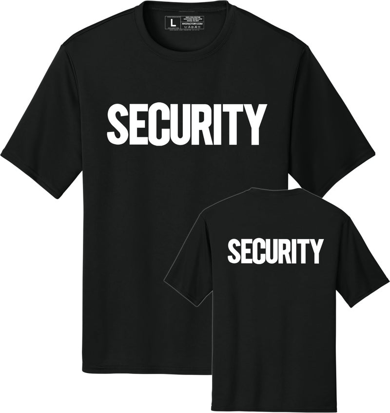 NYC FACTORY Men's Security Tee Front & Back (BB, Black/White, XL) - Image 2