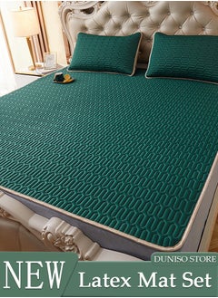 DUNISO Anti-Slip Latex Bed Cap Cool Silk Bed Cover Three-Piece Set with Pillowcases Four Seasons Universal Foldable Ice Silk Mat For Hotel Family Mattresses 200*180CM  - Image 1