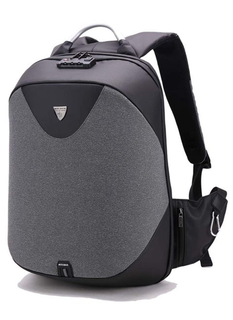 Classic Business Laptop Bag, Waterproof Anti Theft School Backpack with USB Charging Port for Men, Darkgrey