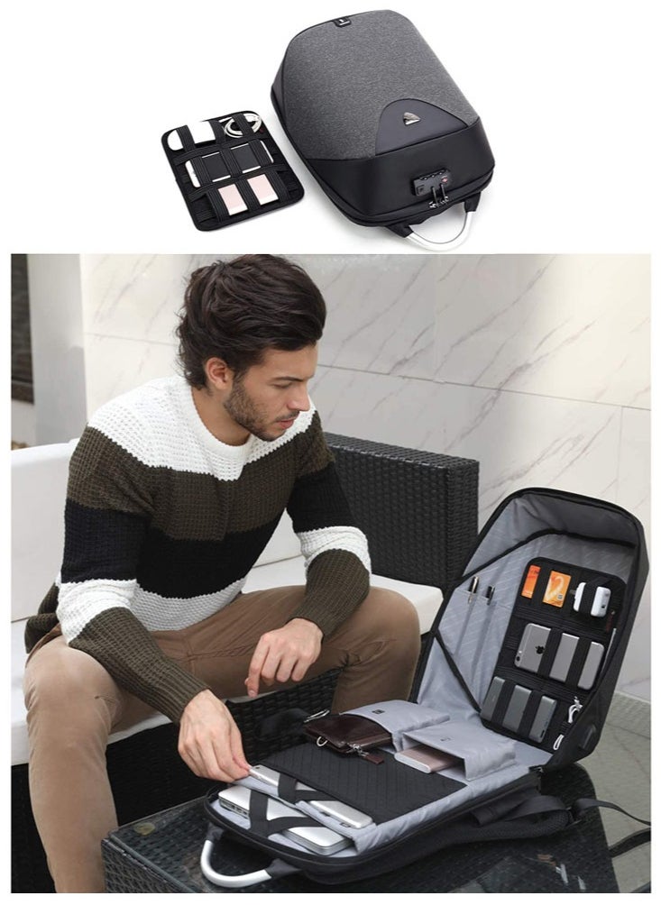 ARCTIC HUNTER - Classic Business Laptop Bag, Waterproof Anti Theft School Backpack with USB Charging Port for Men, Darkgrey - Image 1