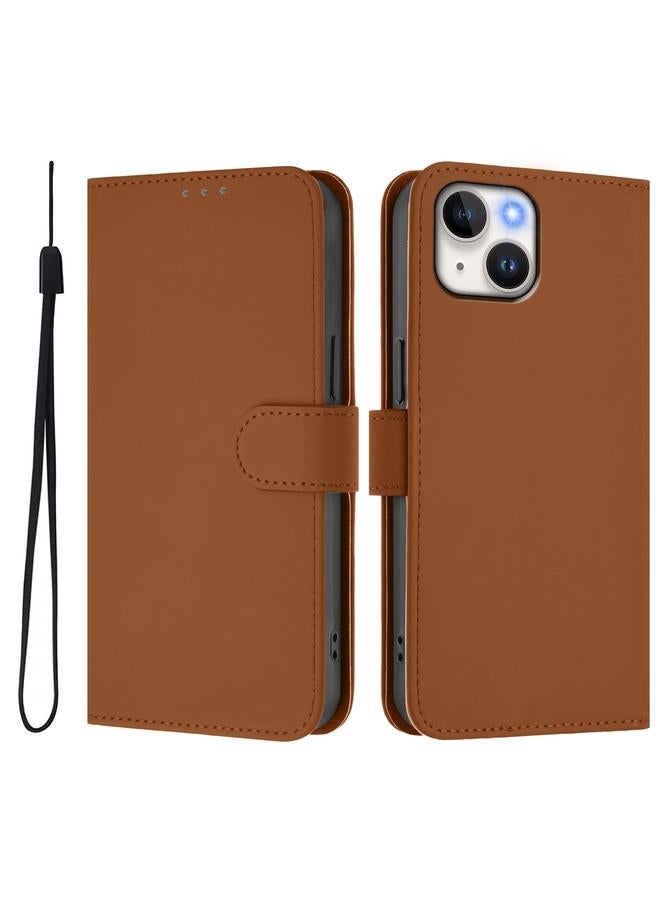 Zaboon Case For iPhone 12 mini Skin Feel Solid Color Leather Phone Case with Lanyard - Image 2