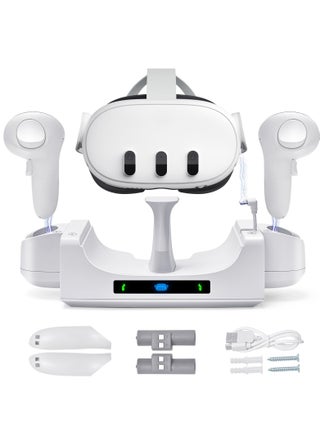 Charging Dock for Oculus/Meta Quest 3, Compact Charging Station for VR Headset Controllers with 2 Rechargeable Batteries, LED Display, Desk and Wall Mount Charger Display Stand - pzsku/ZACF637B5FBFA44B20353Z/45/_/1699686259/346abaac-28b8-4ec3-9082-01986a28a900