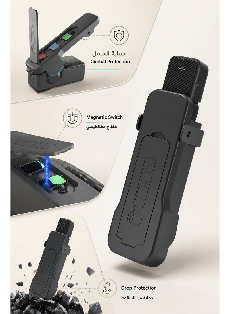 Protective Case for DJI Osmo Pocket 3 / Pocket 4, Sports Camera Case with Filter Storage, All-In-One Gimbal Guard & Lens Filter Holder, Magnetic Switch, Drop-Proof, Portable Travel Case for Osmo Pocket Accessories - Image 5