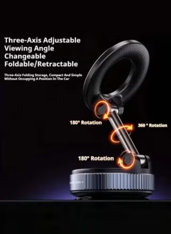 Vacuum Suction Magnetic Mobile Holder Bracket K11 Phone Mount, Car Suction Cup Holder 360° Rotation Portable Magnetic Phone Holder - Black - Image 5