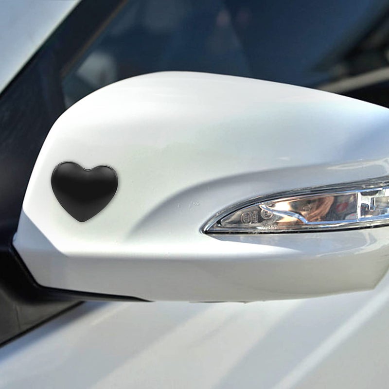 YGMONER Heart Shaped Emblem Metal Sticker 4 Pieces 1.1" x 1" DIY 3D Decorative Stickers for Car Exterior Decorï¼ŒPhoneï¼ŒLaptop (Black) - Image 3