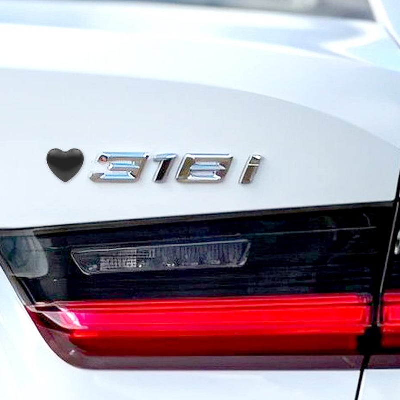 YGMONER Heart Shaped Emblem Metal Sticker 4 Pieces 1.1" x 1" DIY 3D Decorative Stickers for Car Exterior Decorï¼ŒPhoneï¼ŒLaptop (Black) - Image 2