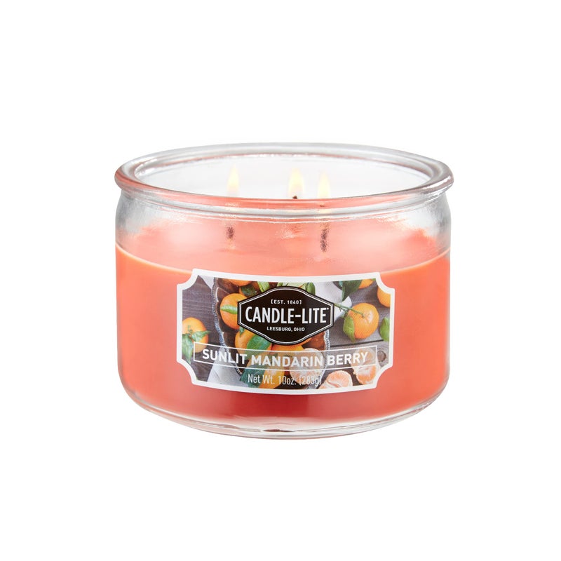 Candle-lite Scented Candles, Sunlit Mandarin Berry Fragrance, One 10 oz. Three Wick Aromatherapy Candle with 20-40 Hours of Burn Time, Orange Color - Image 1