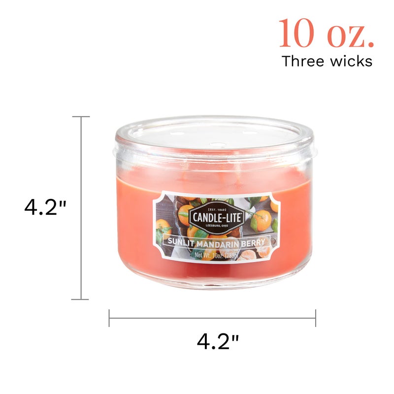 Candle-lite Scented Candles, Sunlit Mandarin Berry Fragrance, One 10 oz. Three Wick Aromatherapy Candle with 20-40 Hours of Burn Time, Orange Color - Image 5