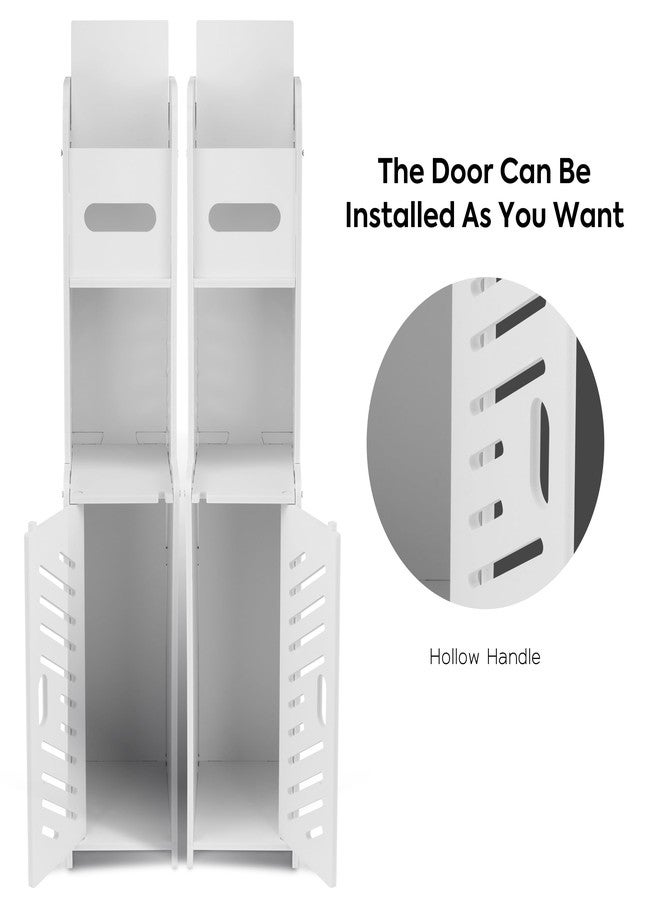 Doxo White Toilet Paper Holder Stand, Large Capacity Slim Bathroom Organizers and Storage Cabinet for Small Space (White) - Image 2