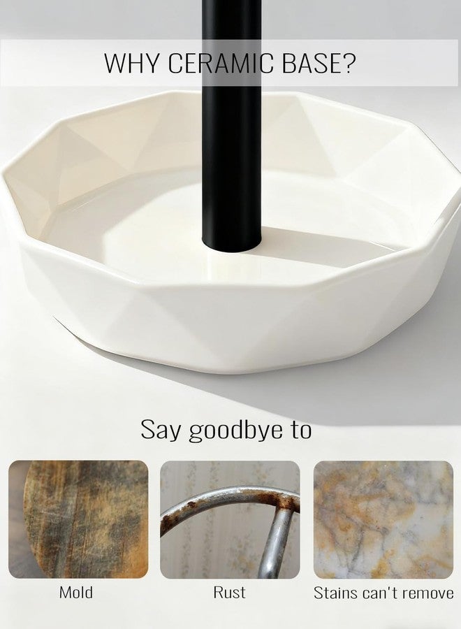 VROOMIUM Paper Towel Holder, Ceramic Base Water & Oil Resistant, Fits Double and Family Size Rolls, Stable and Easy to Clean Kitchen Roll Stand- Black - Image 2