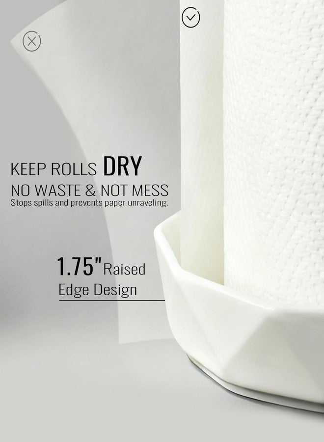 VROOMIUM Paper Towel Holder, Ceramic Base Water & Oil Resistant, Fits Double and Family Size Rolls, Stable and Easy to Clean Kitchen Roll Stand- Black - Image 3