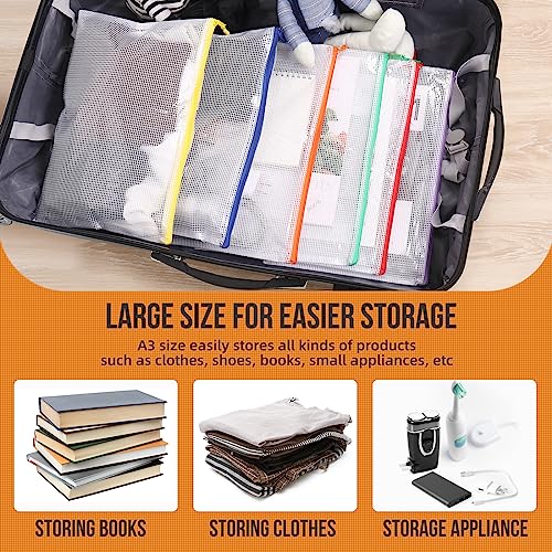 YOPCDJ 24pcs Mesh Zipper Pouch File Bags Puzzle Storage Bags, A3 17x12 Inches Large Reusable Zipper Pouches for Organizing Classroom Board Game Organization - Image 5