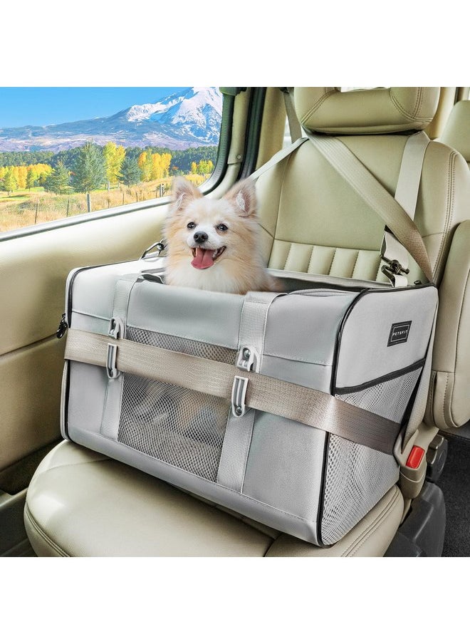 Petsfit Petsfit Travel Pet Carrier for Large Cats (up to 20 lbs), Soft-Sided Dog Car Travel Carrier with Patented Buckle and Soft Padding, Ideal for Car Road Trips,19X12X12 Inch,Gray  - Image 1