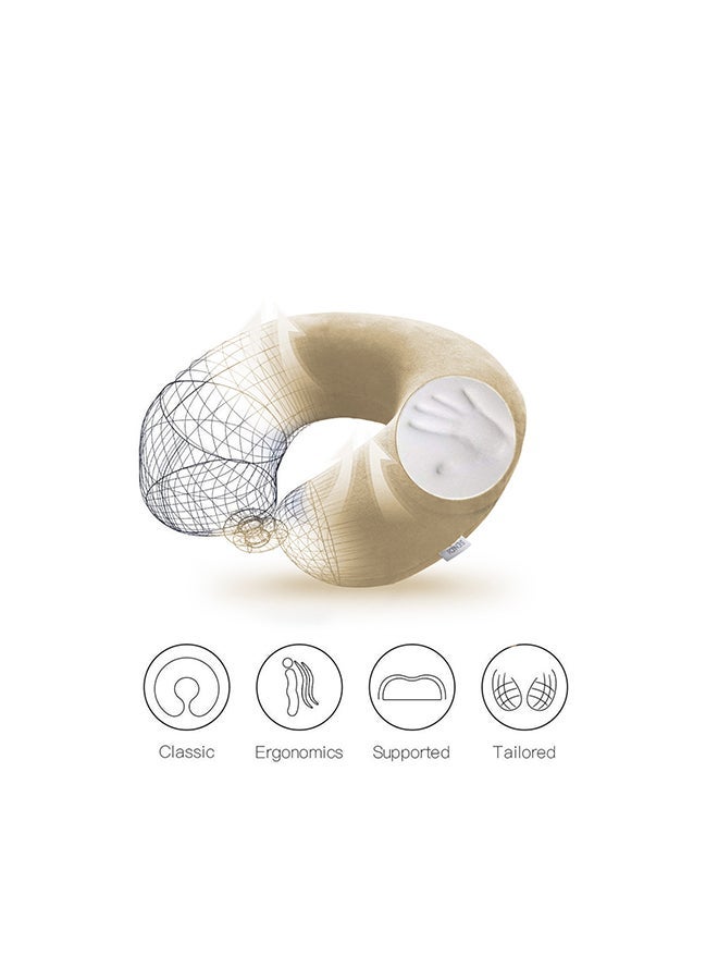 Soufa Dibaj Velvet Neck and Travel Pillow 30x25x10 cm - Ivory - Image 2