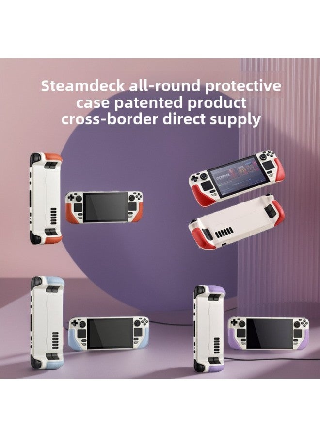 Red Seal Patent SteamDeck Protective Shell Integrated Hard Shell Bracket Cowhide Protective Case Storage Bag-Model:steam [White + Purple] Protective Shell  - Image 2