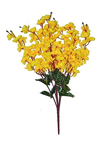 Paradise Artificial Blossoms Flower Plant (Yellow, 7 Stems) - Image 3