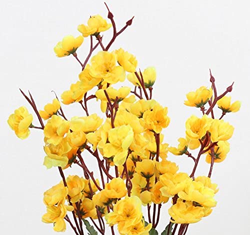 Paradise Artificial Blossoms Flower Plant (Yellow, 7 Stems) - Image 2
