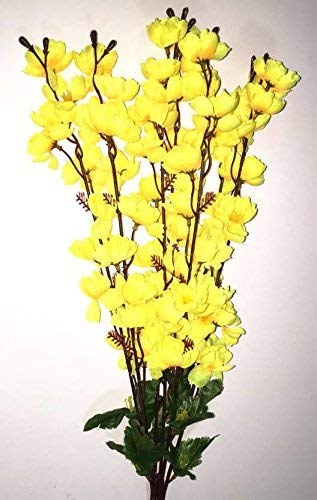 Paradise Artificial Blossoms Flower Plant (Yellow, 7 Stems) - Image 1