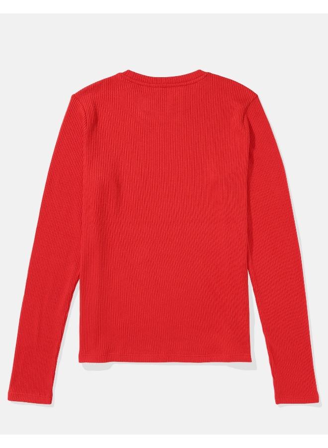 American Eagle AE Plush Long-Sleeve Crew Neck T-Shirt - Image 2