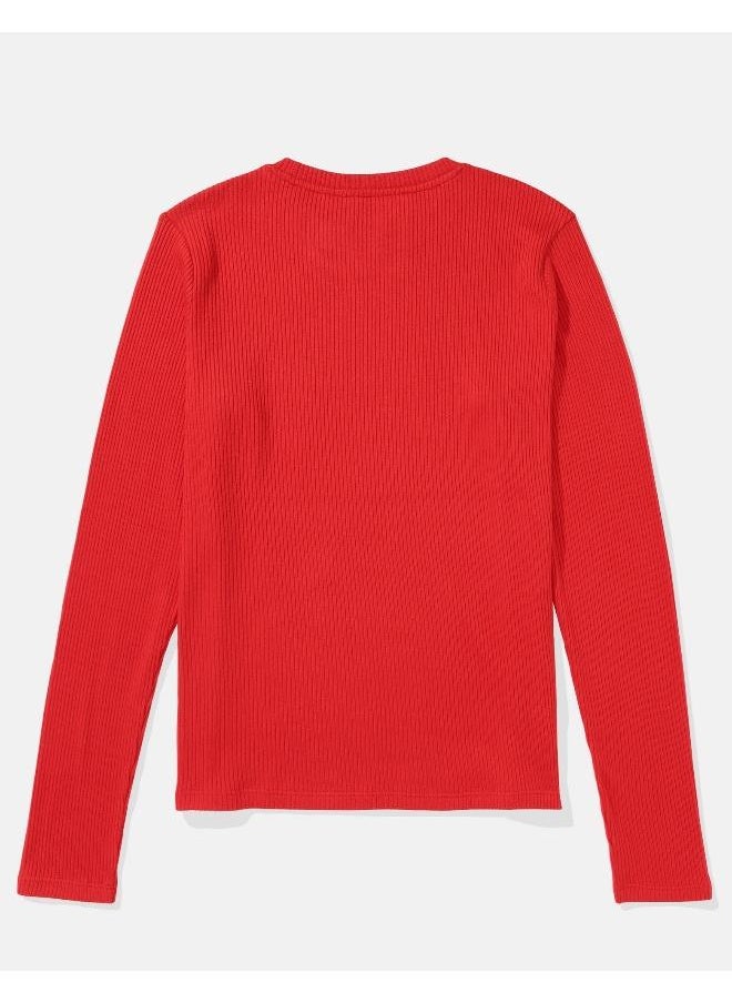 American Eagle - AE Plush Long-Sleeve Crew Neck T-Shirt - Image 1