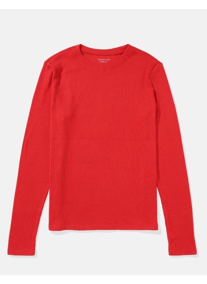 American Eagle - AE Plush Long-Sleeve Crew Neck T-Shirt - Image 1