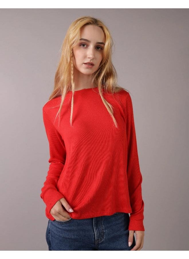 American Eagle - AE Plush Long-Sleeve Crew Neck T-Shirt - Image 1