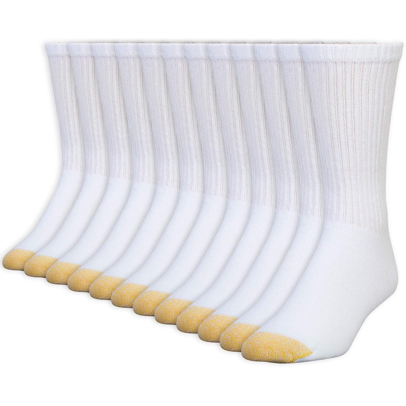 GOLDTOE Men's 656S Cotton Crew Athletic Socks, Multipairs, White (12-Pairs), X-Large - Image 1