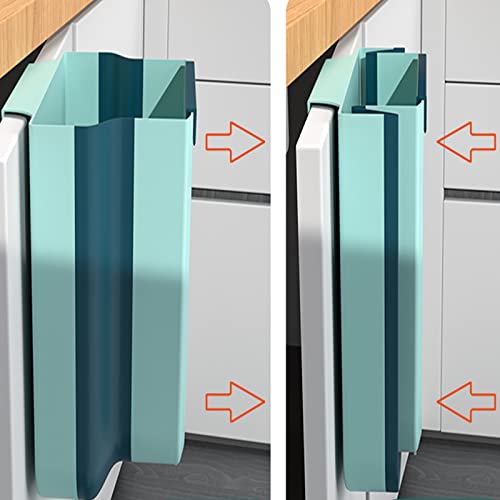 wolpin Plastic Kitchen Dustbin Modern Lightweight Foldable Open-Top Cabinet Door Hanging Garbage Bin For Home/Office Waste Bin With Handle (6 Litres, Green) - Image 3