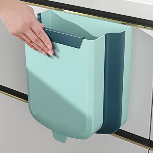 wolpin Plastic Kitchen Dustbin Modern Lightweight Foldable Open-Top Cabinet Door Hanging Garbage Bin For Home/Office Waste Bin With Handle (6 Litres, Green) - Image 5
