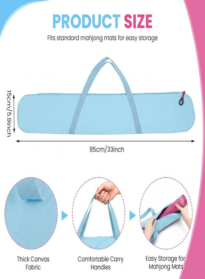 YCQDDA Mahjong Mat Storage Bag for 33 Inch Mat, Portable Carrying Case with Zipper and Reinforced Handles, Travel Storage Bag for Standard Mahjong Mat (Blue) - Image 2