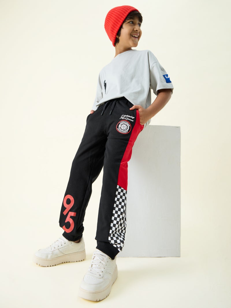 The Souled Store Cars: Lightning Mcqueen Racing Boys Cotton Joggers | Cotton Graphic Print Casual Everyday Wear (2-8 Yrs) - Image 1