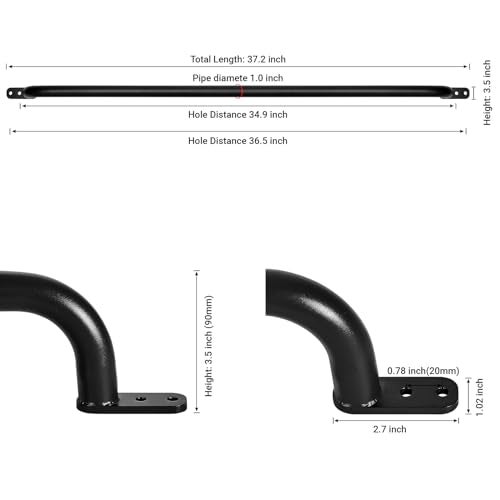 Purife 37 Black Long Playground Ladder Handle 1 Pair Metal Long Grab Handle Swing Set Grab Bars Playset Kids Hand Grips Hand Rail for Treehouse Jungle Gym Rock Climbing Wall - Image 5