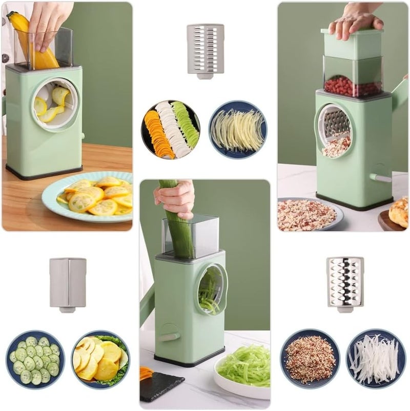 GLEVAR Vegetable Cutter – Safe Manual Drum Grater – Interchangeable Slice/Shred/Julienne Drums, Suction Lock Base, Ergonomic Crank, Finger Guard Pusher, Ideal For Compact Kitchens And Salad Prep - Image 4