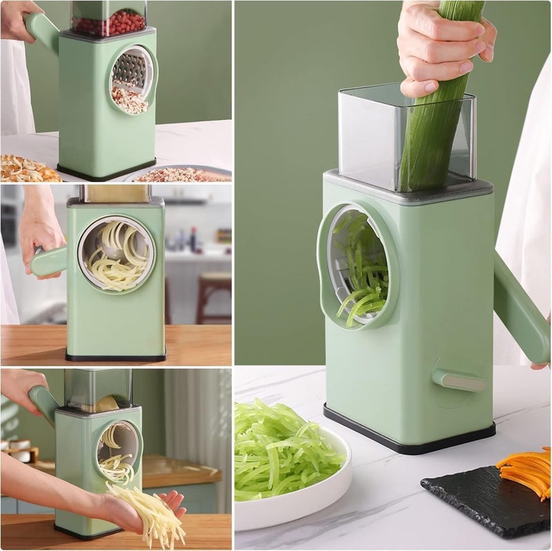 GLEVAR Vegetable Cutter – Safe Manual Drum Grater – Interchangeable Slice/Shred/Julienne Drums, Suction Lock Base, Ergonomic Crank, Finger Guard Pusher, Ideal For Compact Kitchens And Salad Prep - Image 5