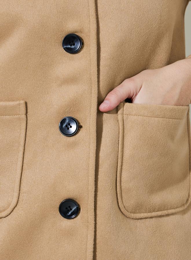 Styli Beige Longline Button-Front Coat - Image 5