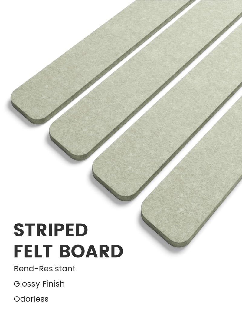 Fluxynara Cork Board Alternative Felt Strip Board 8-Pack 13"x2", Office Pin Board with 50 Push Pins, Adhesive Install for Bedroom Door & Home Office(Sage) - Image 3