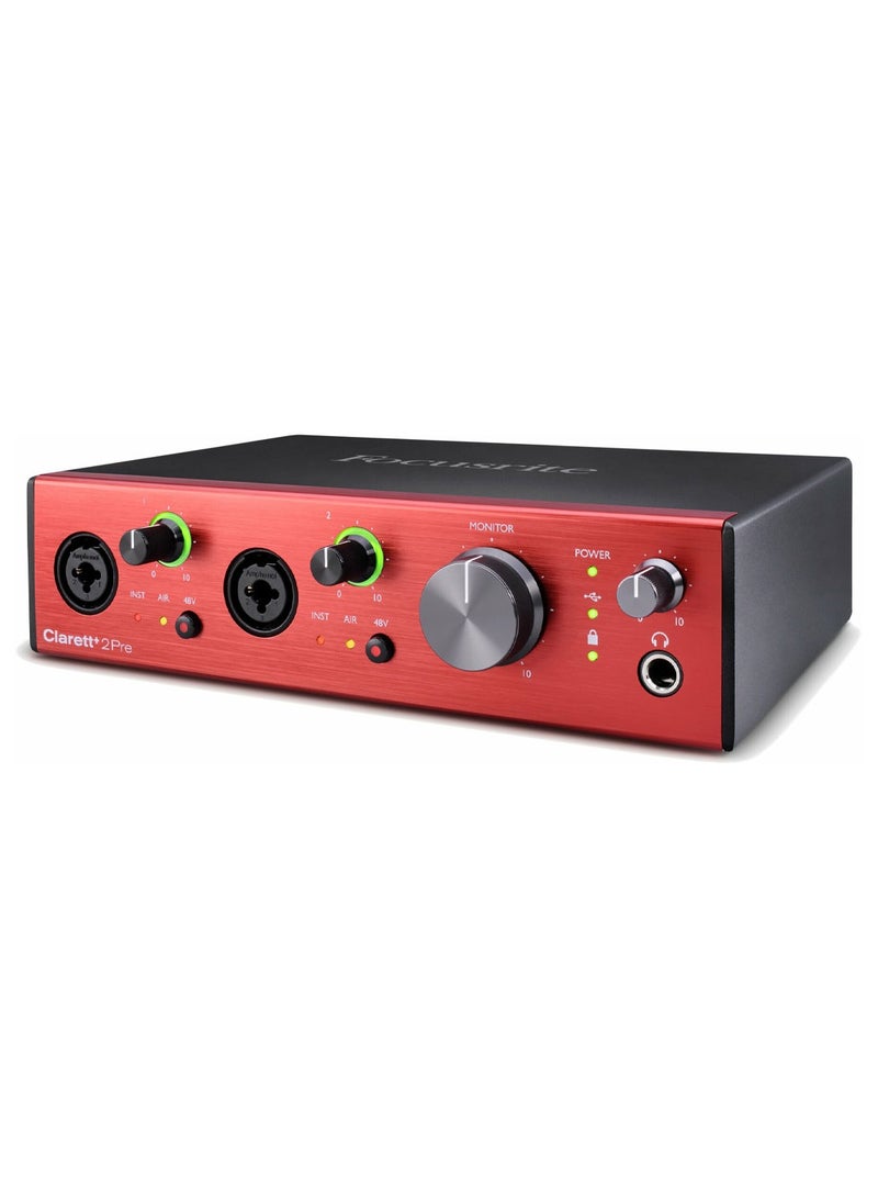 10-in/4-out USB-C Audio Interface with 2 Mic Preamps, Focusrite "Air" Effect, 24-bit/192kHz Conversion, Headphone Output, and Included Software Bundle