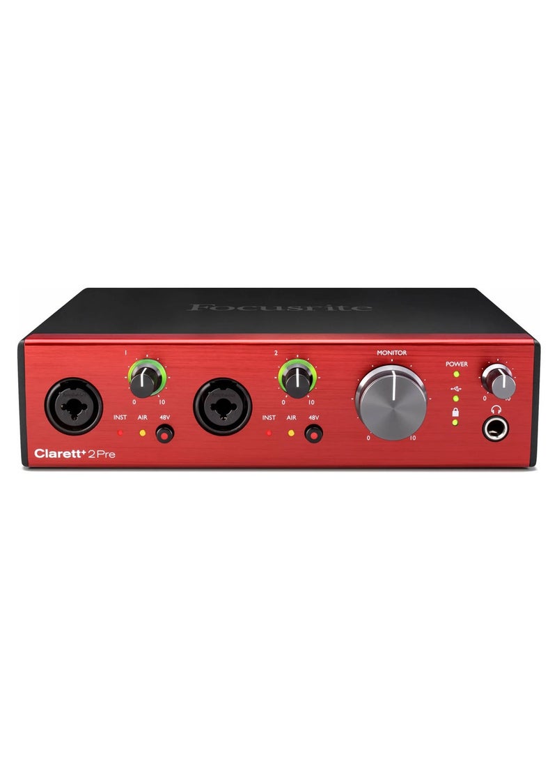 10-in/4-out USB-C Audio Interface with 2 Mic Preamps, Focusrite "Air" Effect, 24-bit/192kHz Conversion, Headphone Output, and Included Software Bundle