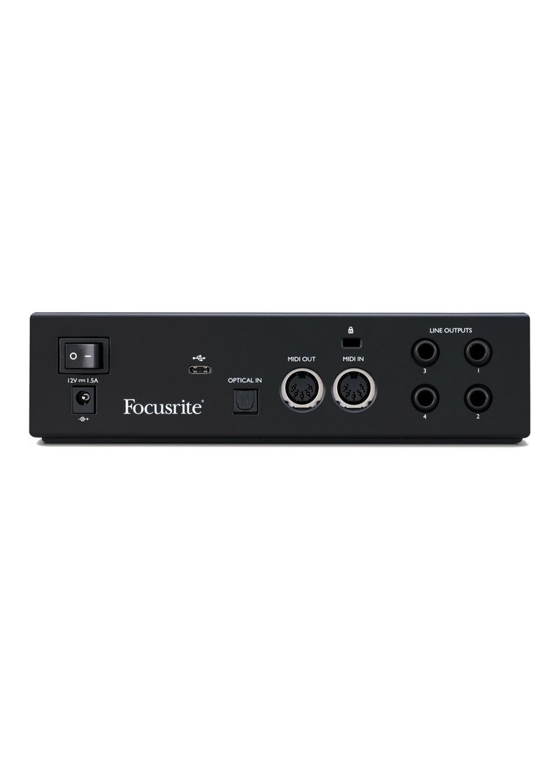 10-in/4-out USB-C Audio Interface with 2 Mic Preamps, Focusrite "Air" Effect, 24-bit/192kHz Conversion, Headphone Output, and Included Software Bundle