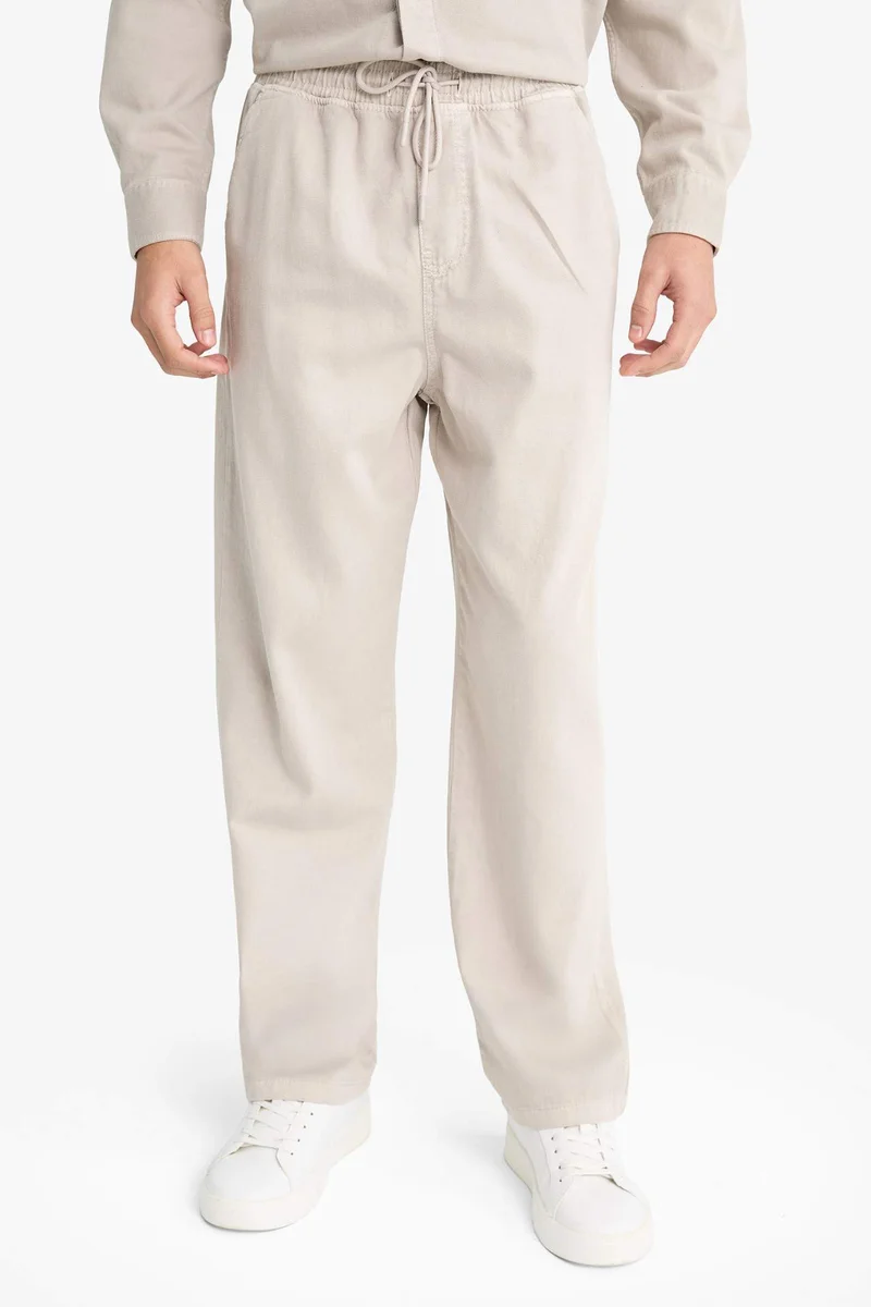 Defacto  Baggy Fit Wide Leg Gabardine Trousers for Men | Best Price UAE
