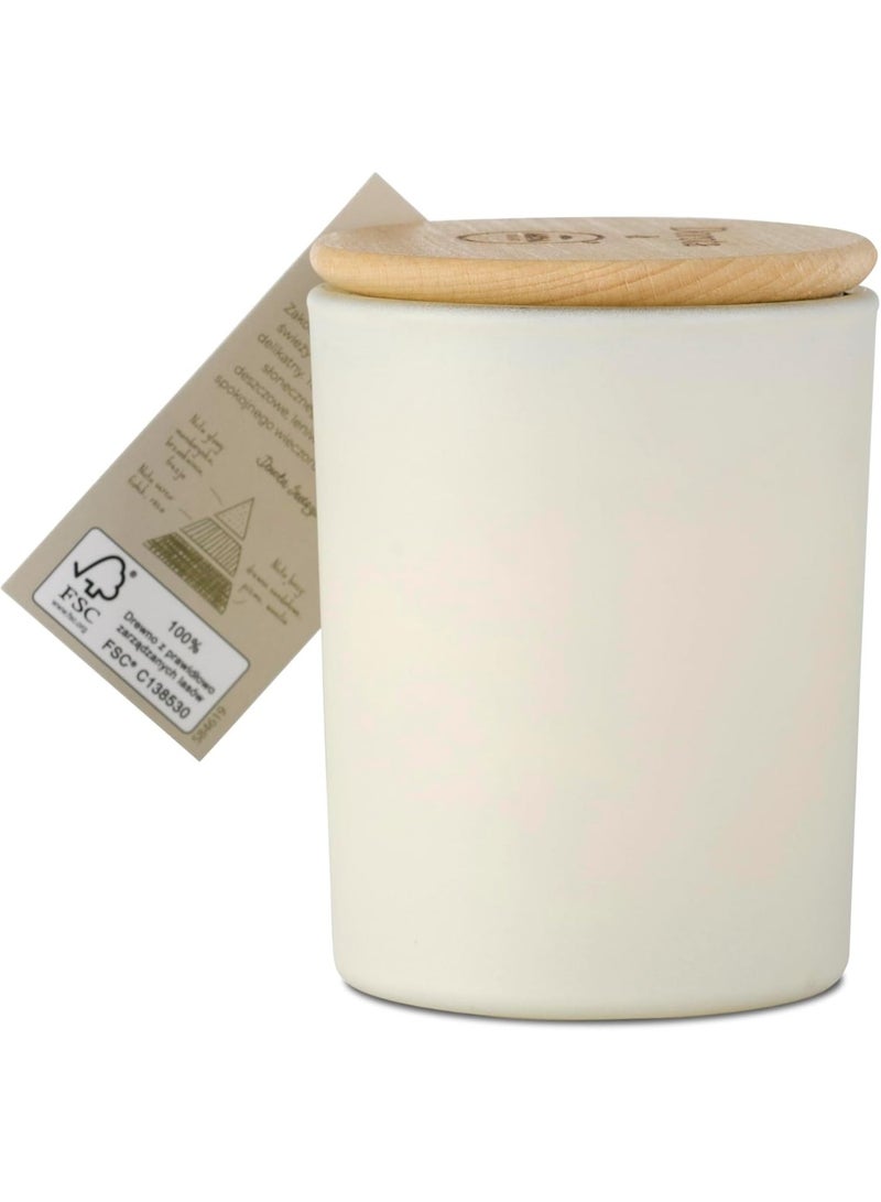 اروما هوم شمعة دوروتا المعطّرة ليوم دوروتا، برائحة اليوسفي الطازج والخوخ، 150 غرام، سيراميك أبيض مع غطاء خشبي - Image 2