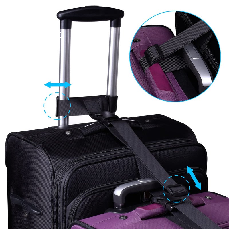 Wisdompro Wisdompro 2 Pcs Add a Bag Luggage Strap, Heavy Duty Adjustable Suitcase Belt Travel Attachment Travel Accessories for Connecting Your Luggage Together - Black (T-Type and Normal)  - Image 4