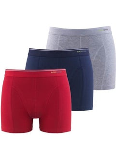 Blackspade Men's Boxer 3 Pack Tender Cotton 9673 - Grey Navy Red 