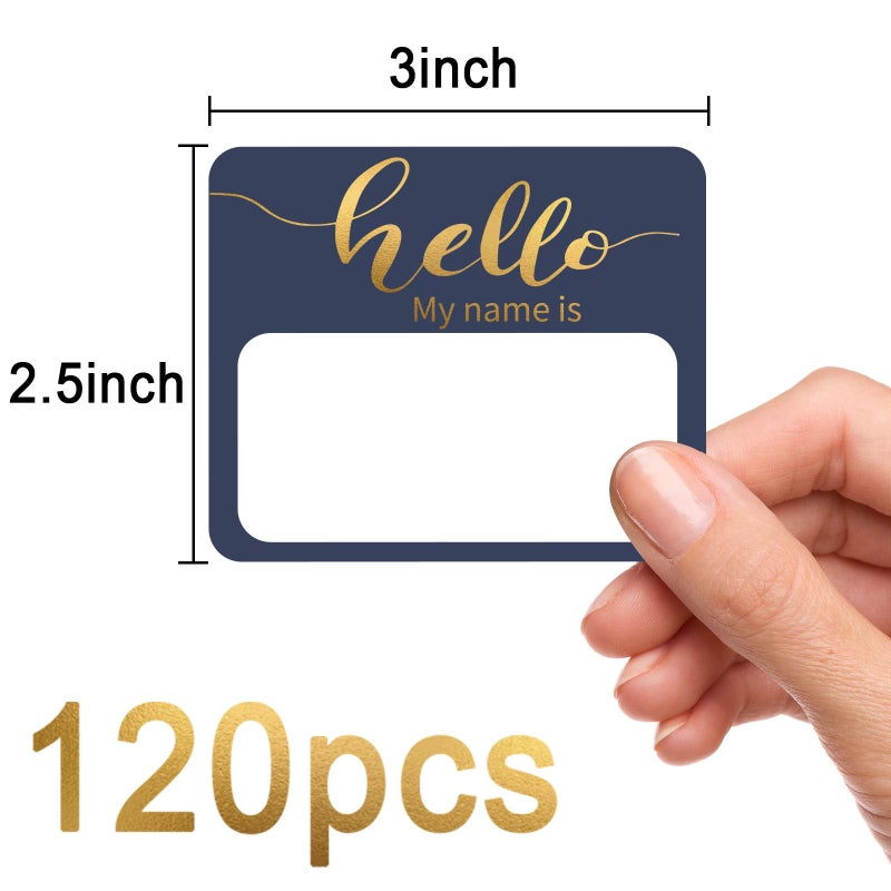 Zacool Name Tag Stickers, 120 Pcs Hello My Name is Stickers, (3" x 2.5") Gold Foil Adhesive Nametags Name Labels Sticker for School Classroom, Meeting, Conferences, Clothes, Office & Christmas - Image 5
