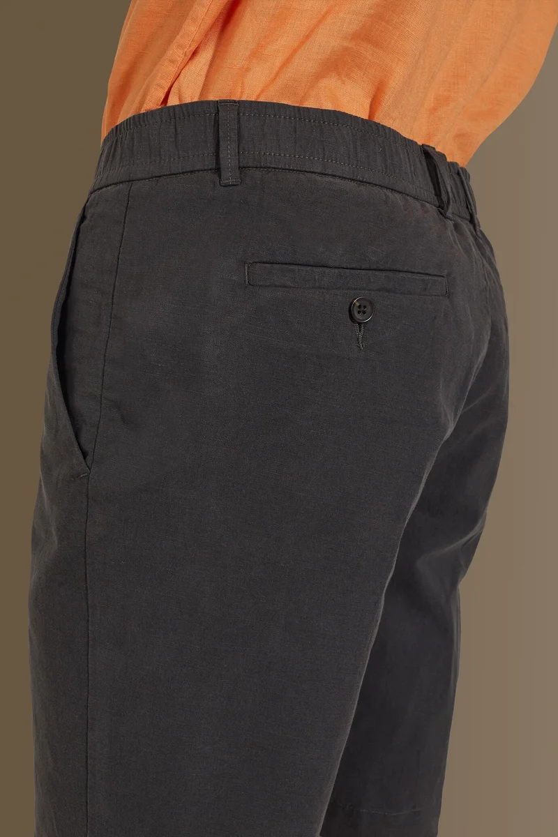 Doppelganger Grey Bermuda with elastic on waist - Smoke for Men | Best Price UAE
