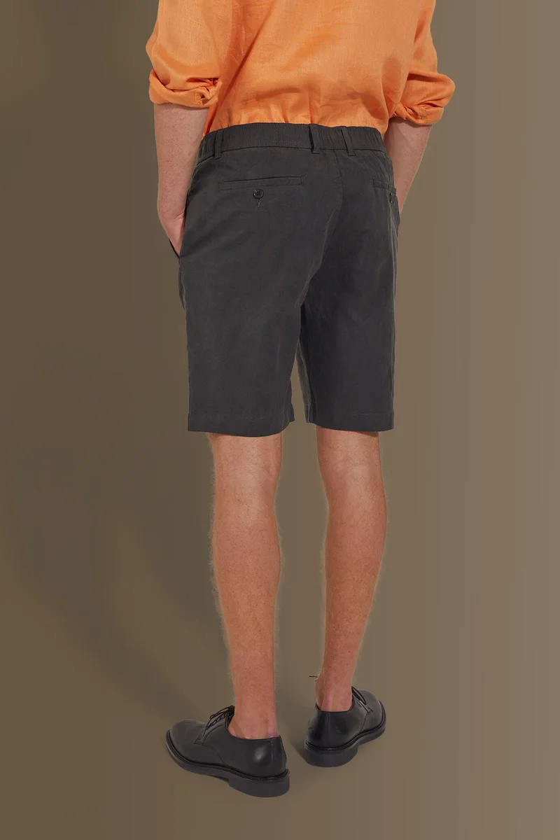 Doppelganger Grey Bermuda with elastic on waist - Smoke for Men | Best Price UAE
