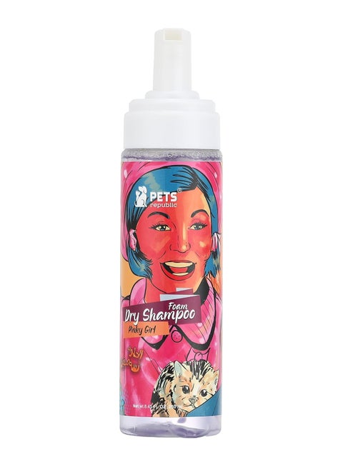 Pets Republic Foam Dry Shampoo With Pinky Girl – 250ml | Waterless Cleansing for a Fresh & Healthy Coat From Varmacy