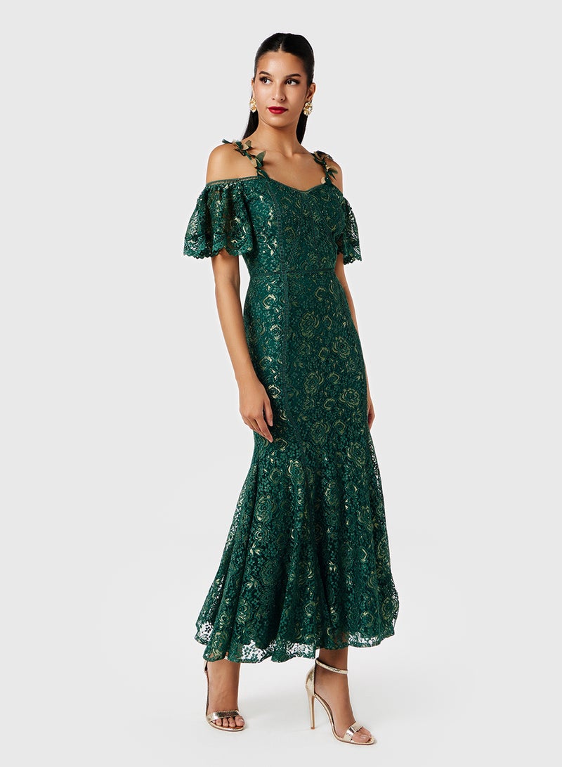 ثريدز باي اجوني فستان بأكتاف مكشوفة ورباط - Image 1